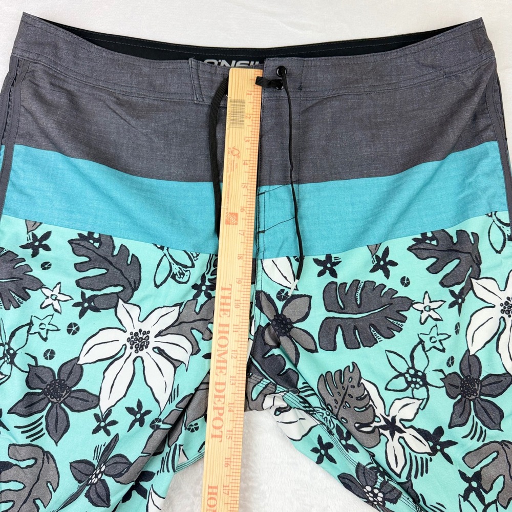 ONeill Mens Tropical Floral Board Shorts Gray Turquoise Swim Trunks Size 40‎ - Picture 4 of 7